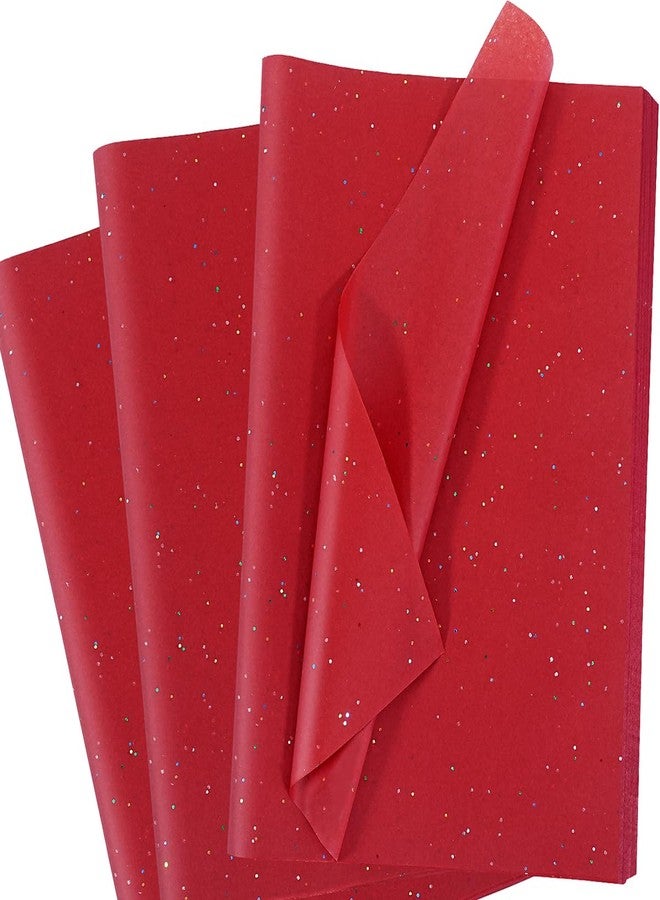 MAMUNU 60 Sheets Red Tissue Paper for Gift Bags, 20 × 14 inch Red Glitter Tissue Paper for Gift Wrapping Packaging DIY Crafts, Sparkle Wrapping Tissue Bulk for for Christmas Birthday Party Decoration Holiday - Image 1